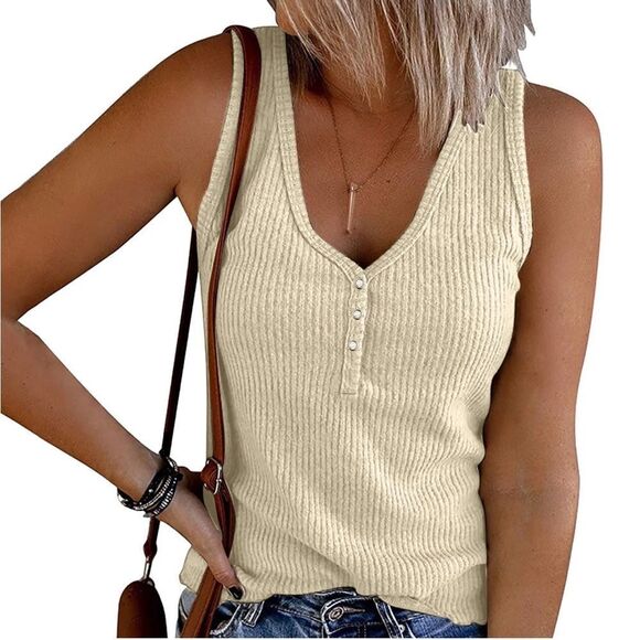 Ivory Cream Sleeveless Top Large - Picture 1 of 9
